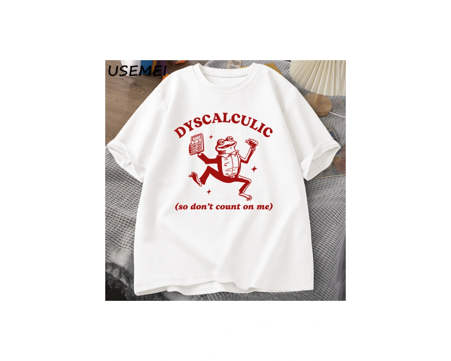 Discalculic yani bana güvenmeyin T-shirt erkekler komik discalculia kurbağa T Shirt aptal Vin 3080