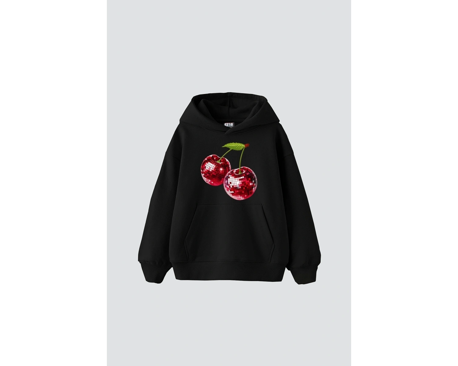 Disco Cherry Baskılı Oversize Unisex Beyaz