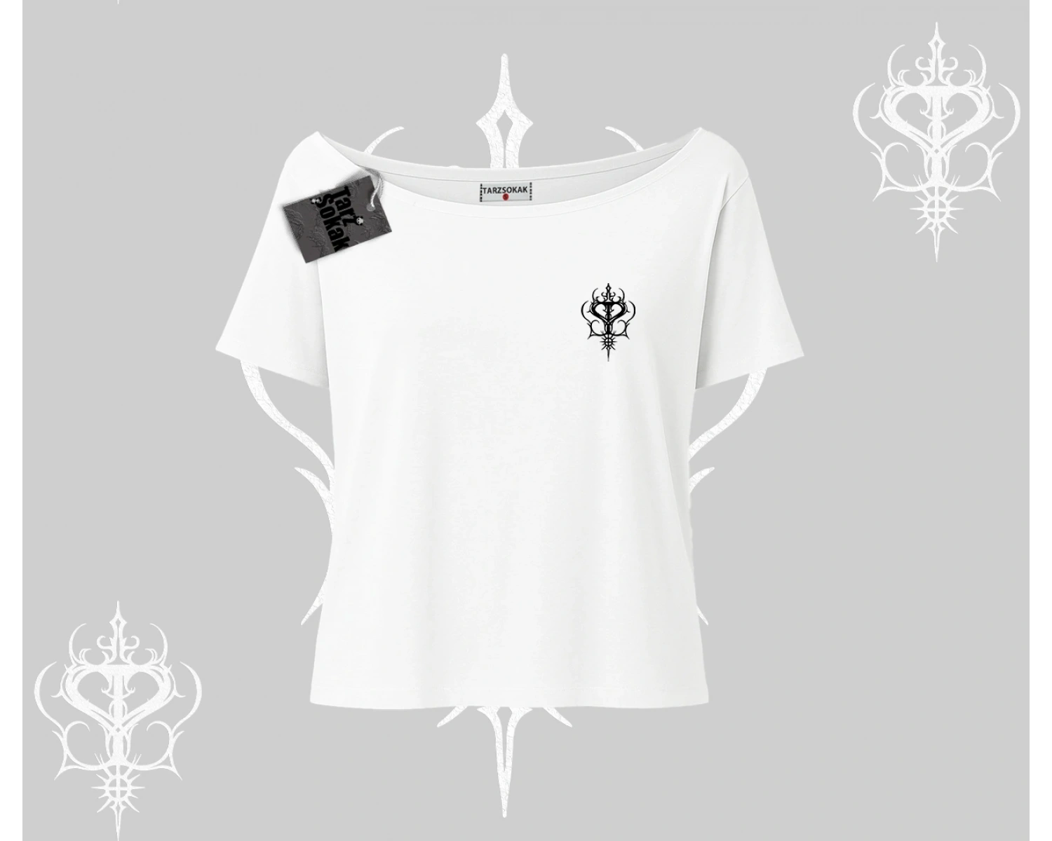 DJ Kedi Baskılı Müzik Temalı Kayık Yaka Tshirt