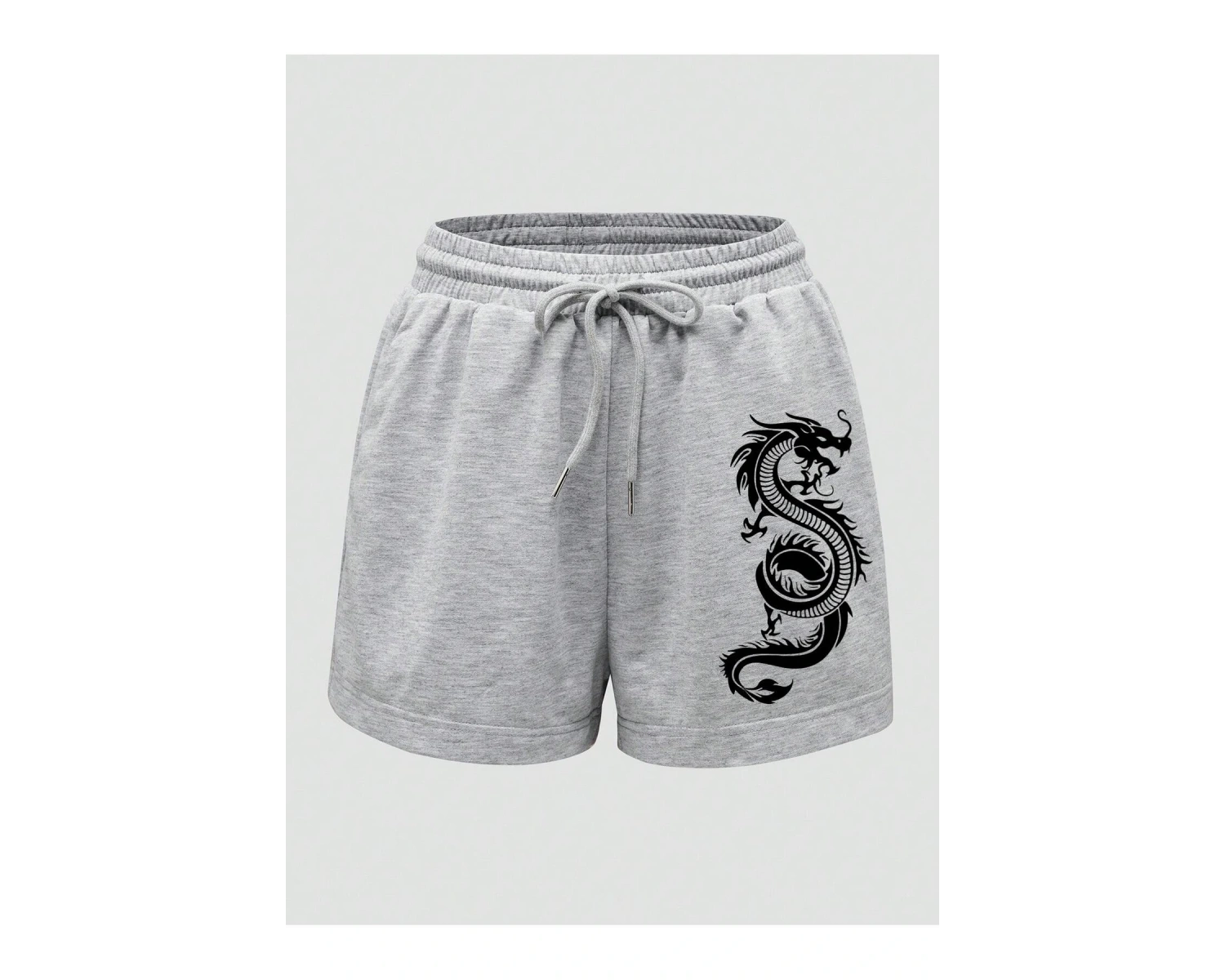 Dragon Graphic Drawstring Waist Track Şort