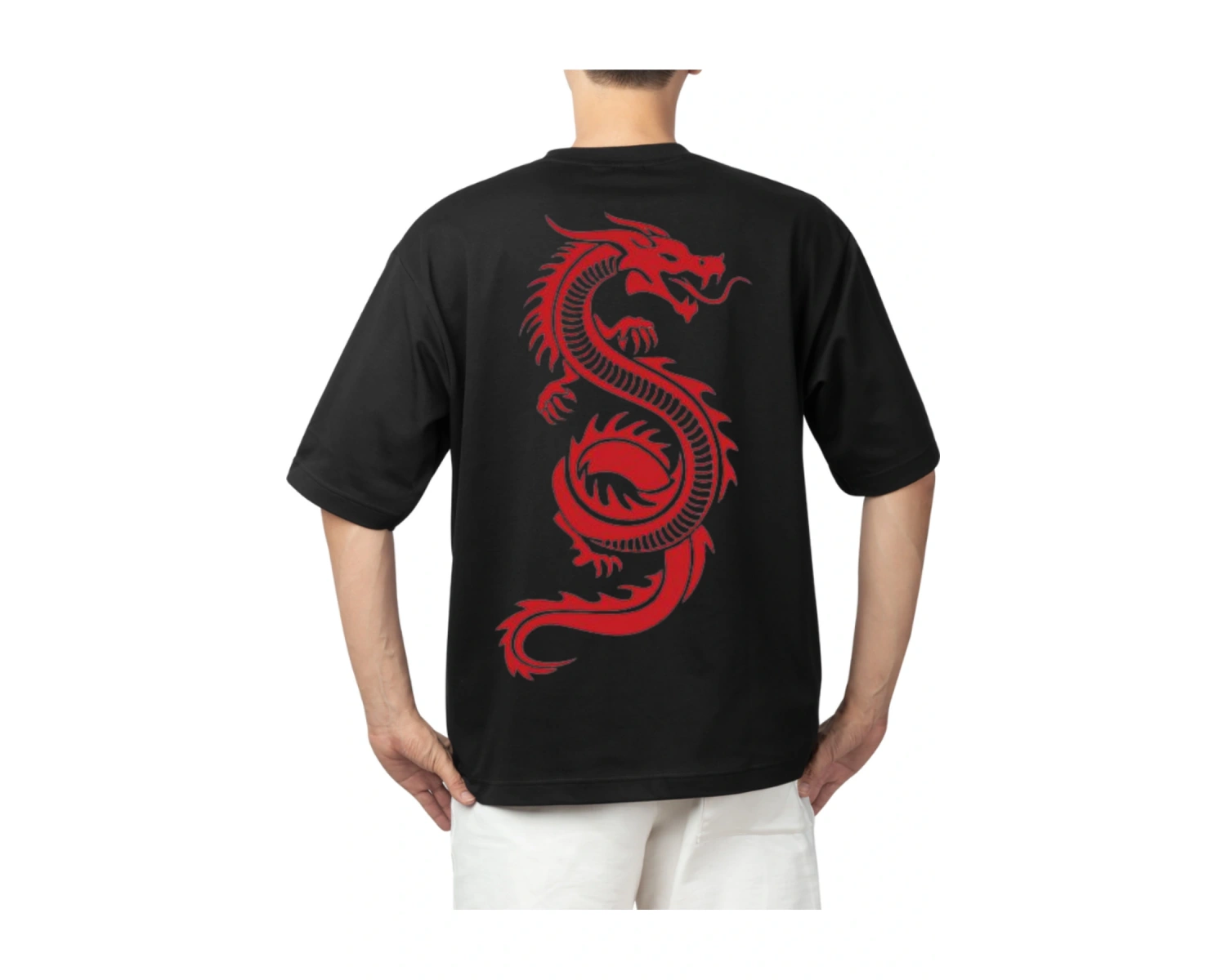 dragon sırt baskılı oversize t-shirt