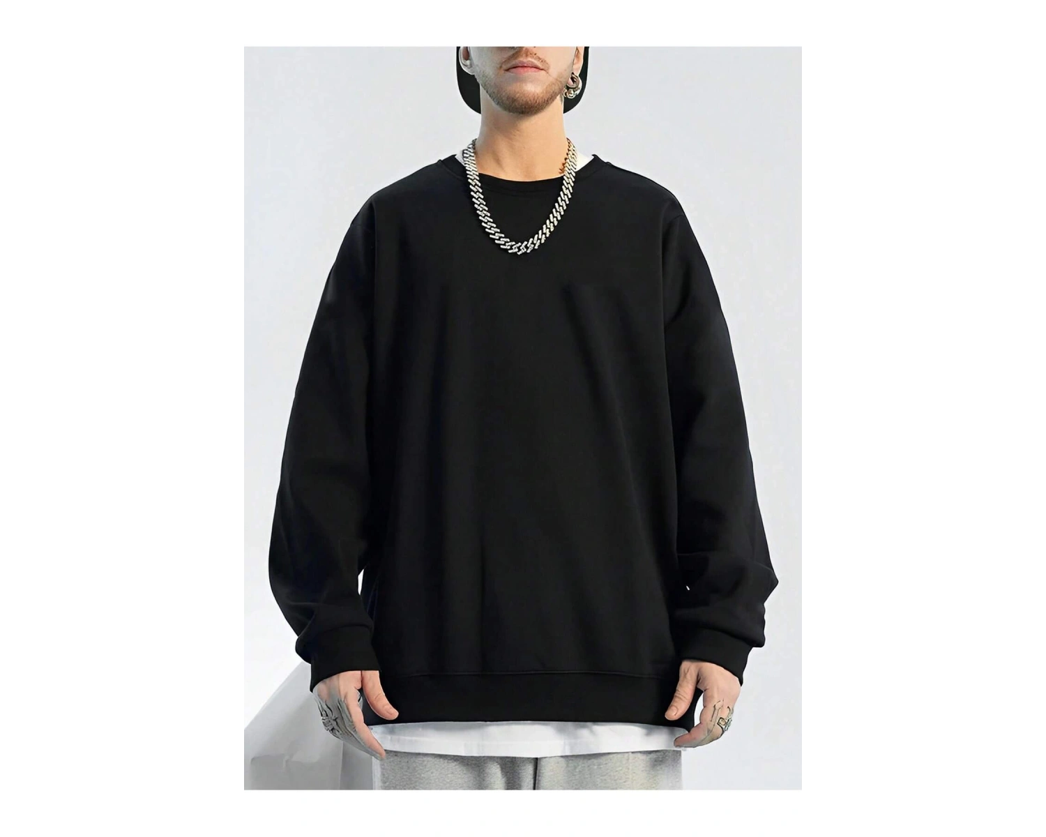 Dragon & Slogan Graphic Drop Shoulder Sweatshirt Siyah