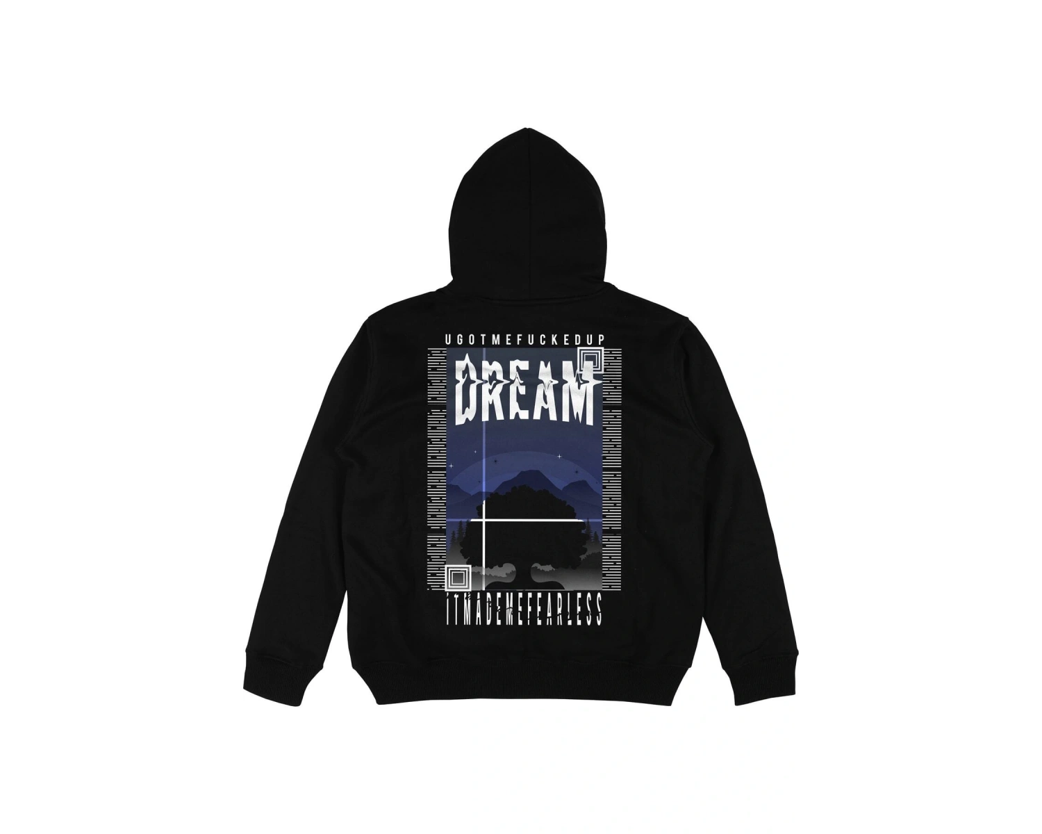 Dream Siyah Oversize Unisex Kapüşonlu Sweatshirt Hoodie