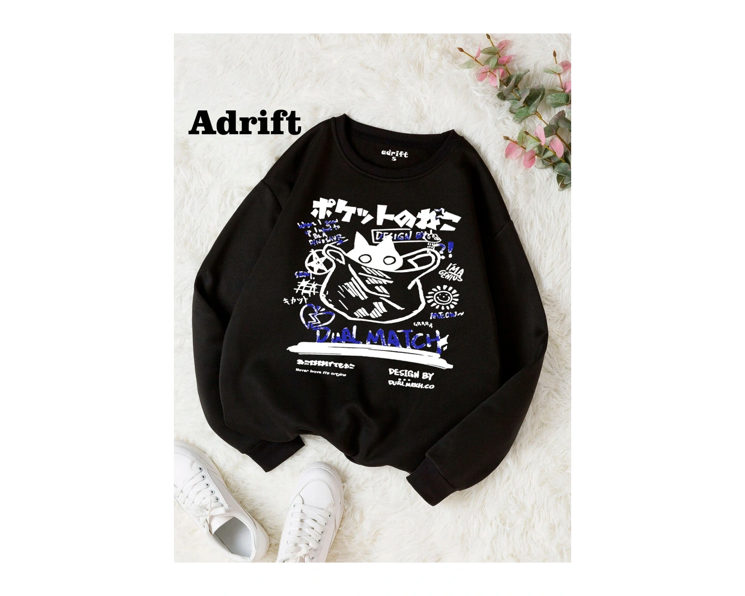 Dual Match Cat Köstebek Sokak Trend Tasarım Harajuku/Gotik Beyaz