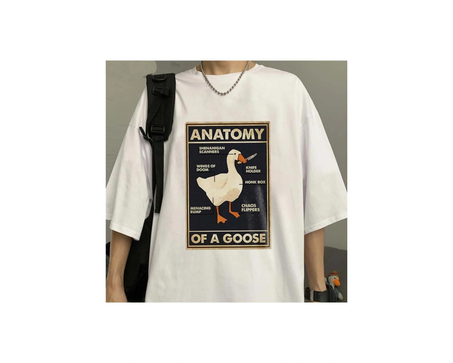 Duck Anatomy Baskılı Beyaz Unisex Oversize