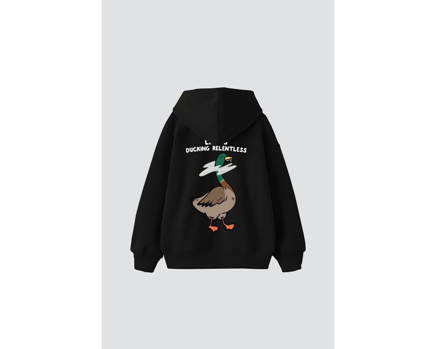 Ducking Relentless Baskılı Oversize Unisex Premium Beyaz