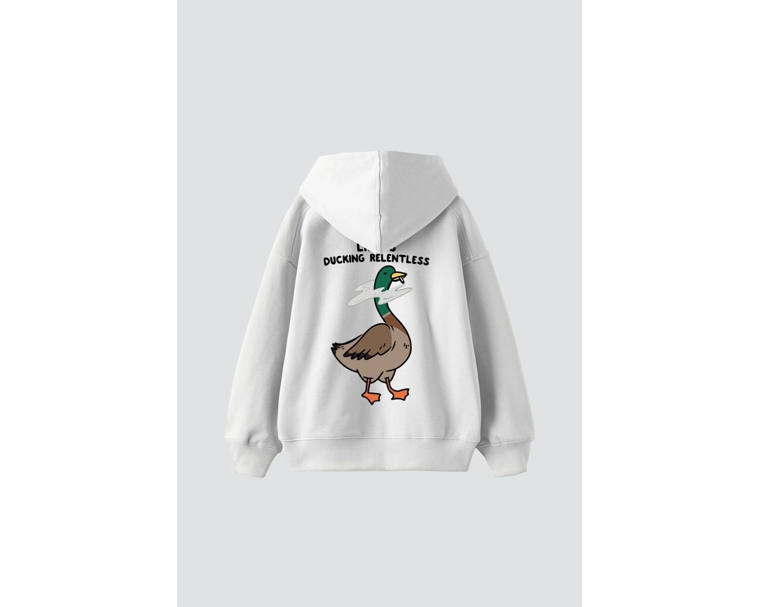 Ducking Relentless Baskılı Oversize Unisex Premium Beyaz