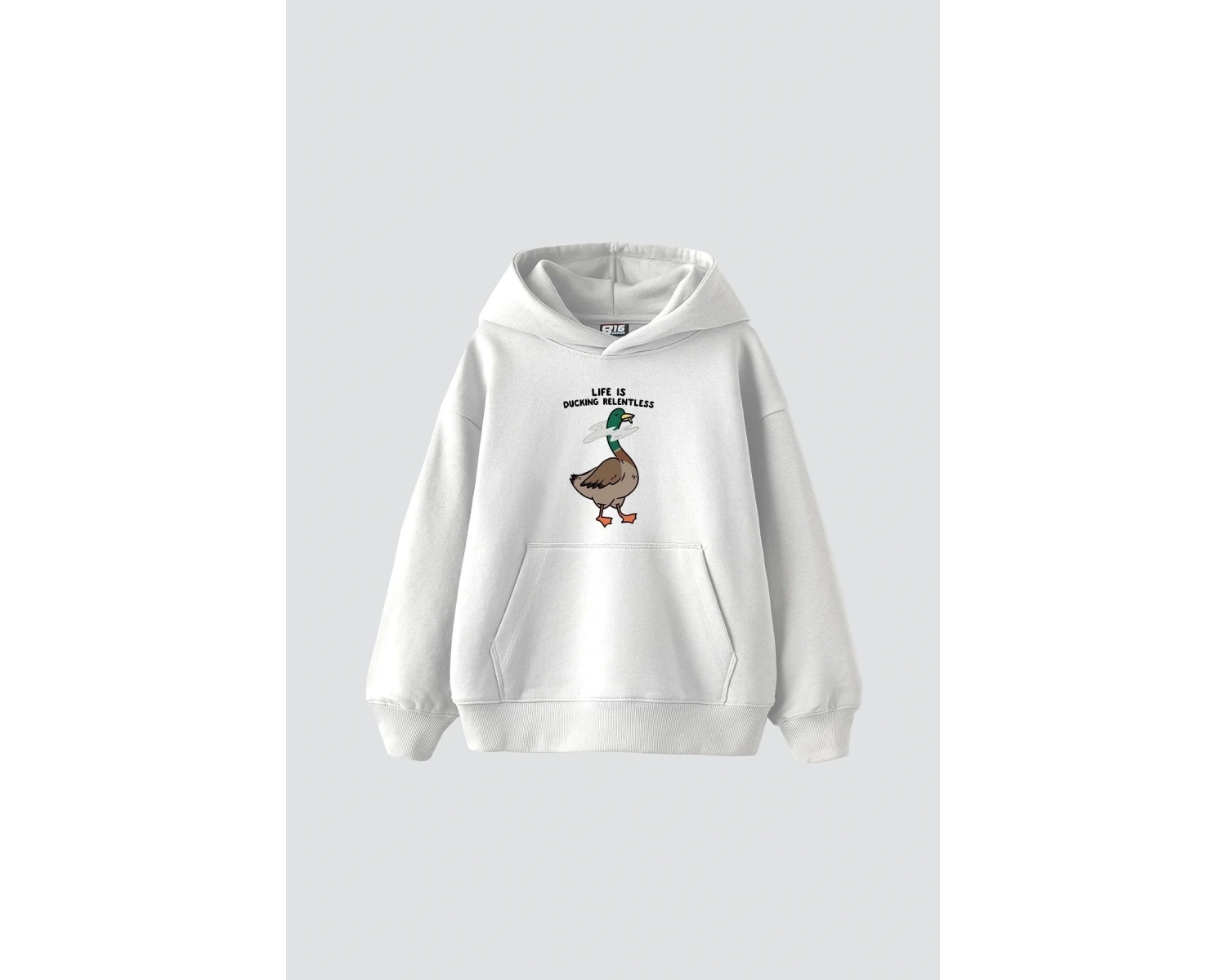 Ducking Relentless Baskılı Oversize Unisex Premium Beyaz