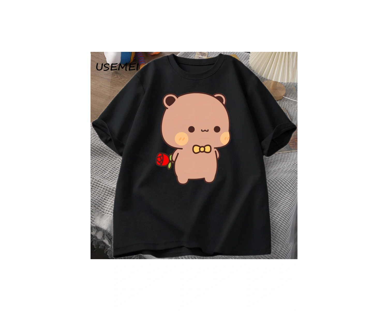 DuDu ayı şaşırtıcı Panda BuBu bir çiçek T-shirt ile komik sevimli Buu Duu grafik T Shirt kadı 2871
