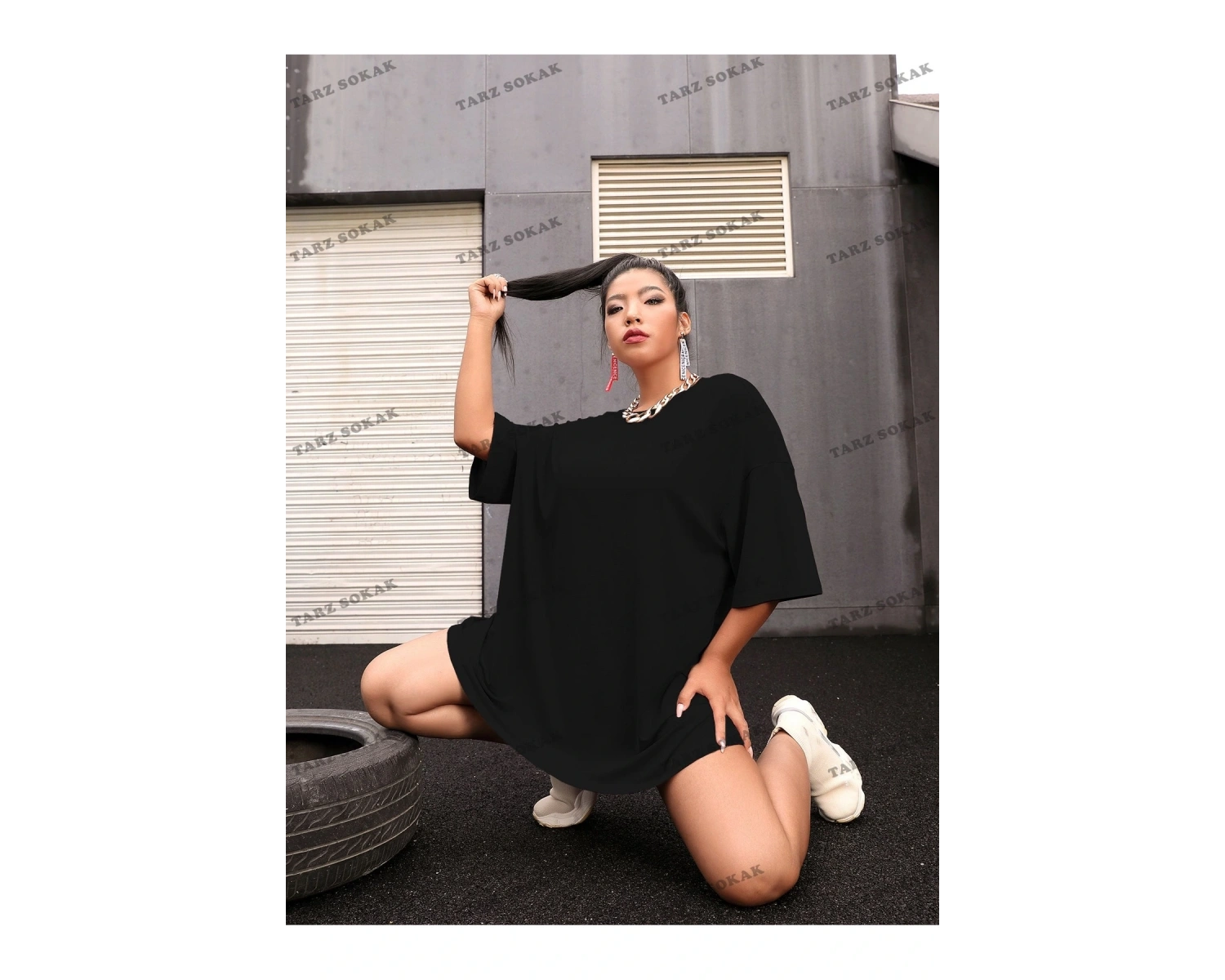 DÜZ  3 BASKISIZ Baskılı Oversize Kalıp Unisex T-shirt