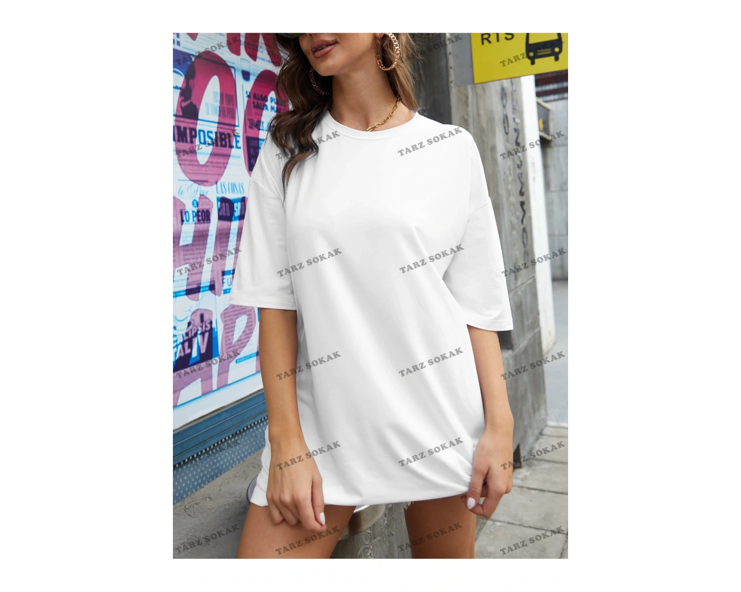 DÜZ  5 BASKISIZ Baskılı Oversize Kalıp Unisex T-shirt