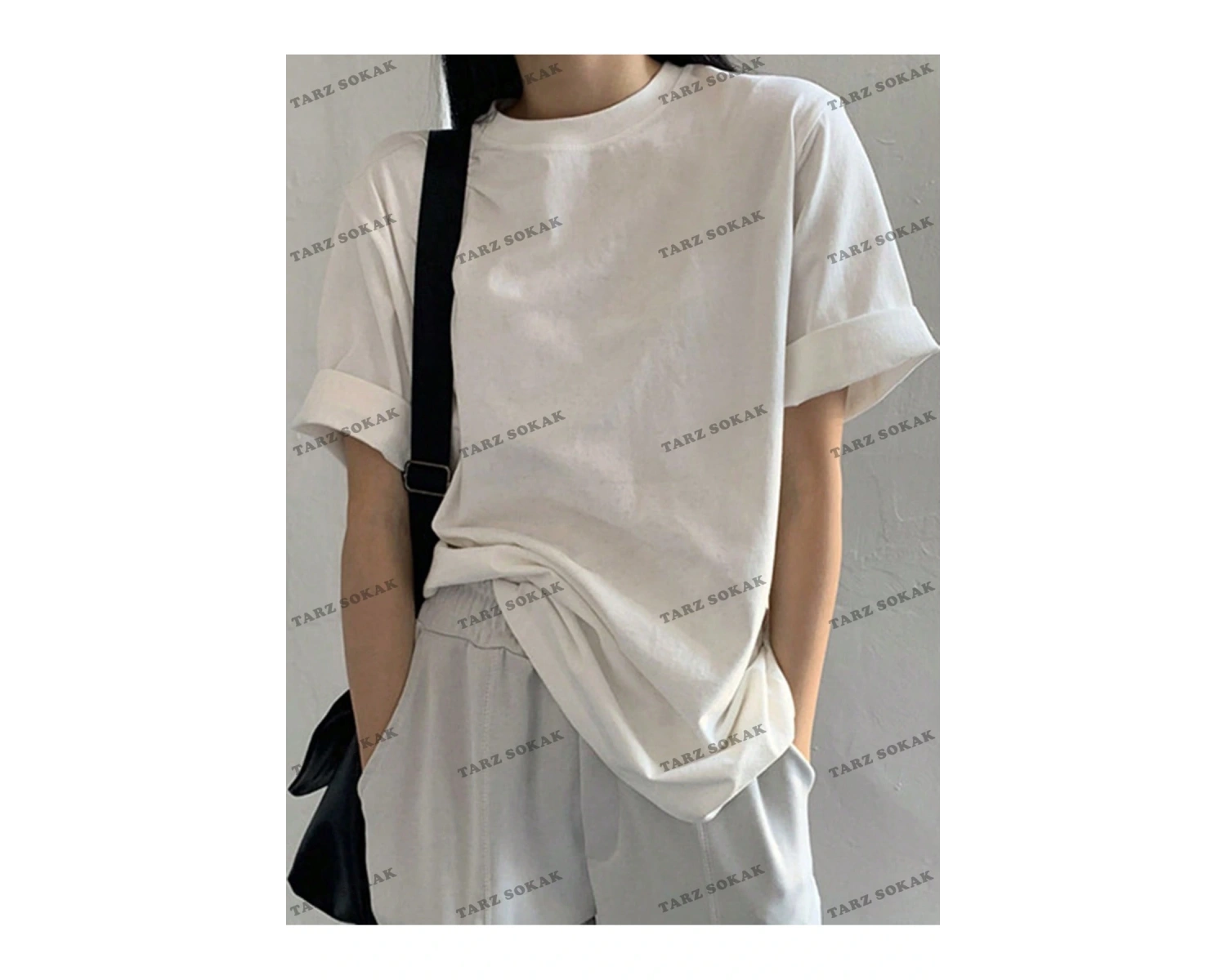 DÜZ  8 BASKISIZ Baskılı Oversize Kalıp Unisex T-shirt