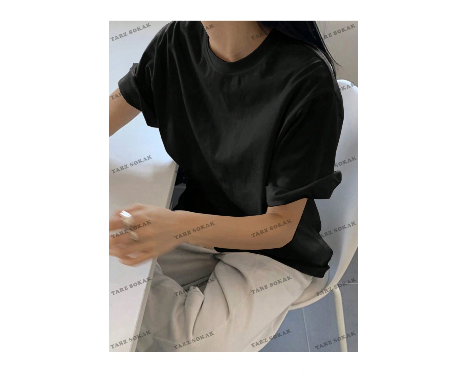 DÜZ  8 BASKISIZ Baskılı Oversize Kalıp Unisex T-shirt