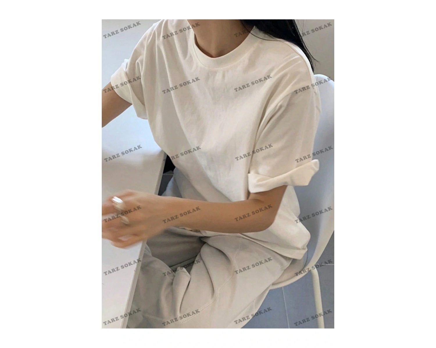 DÜZ  8 BASKISIZ Baskılı Oversize Kalıp Unisex T-shirt