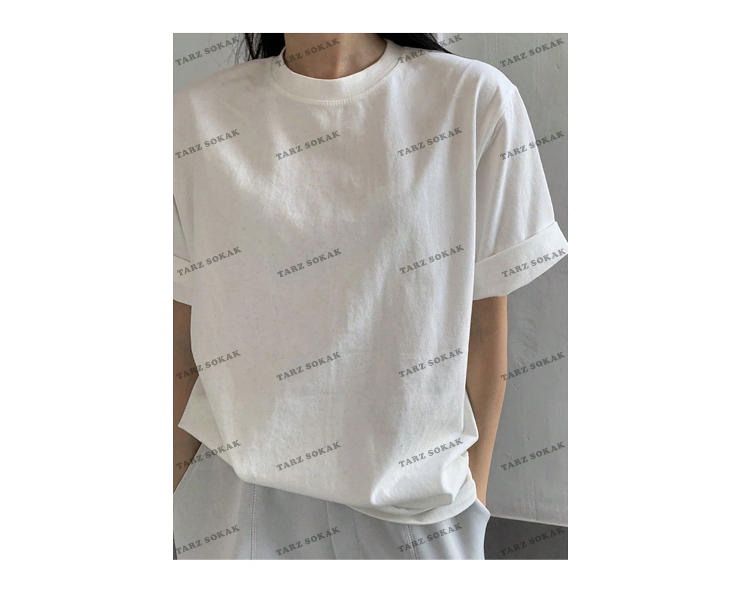 DÜZ  8 BASKISIZ Baskılı Oversize Kalıp Unisex T-shirt