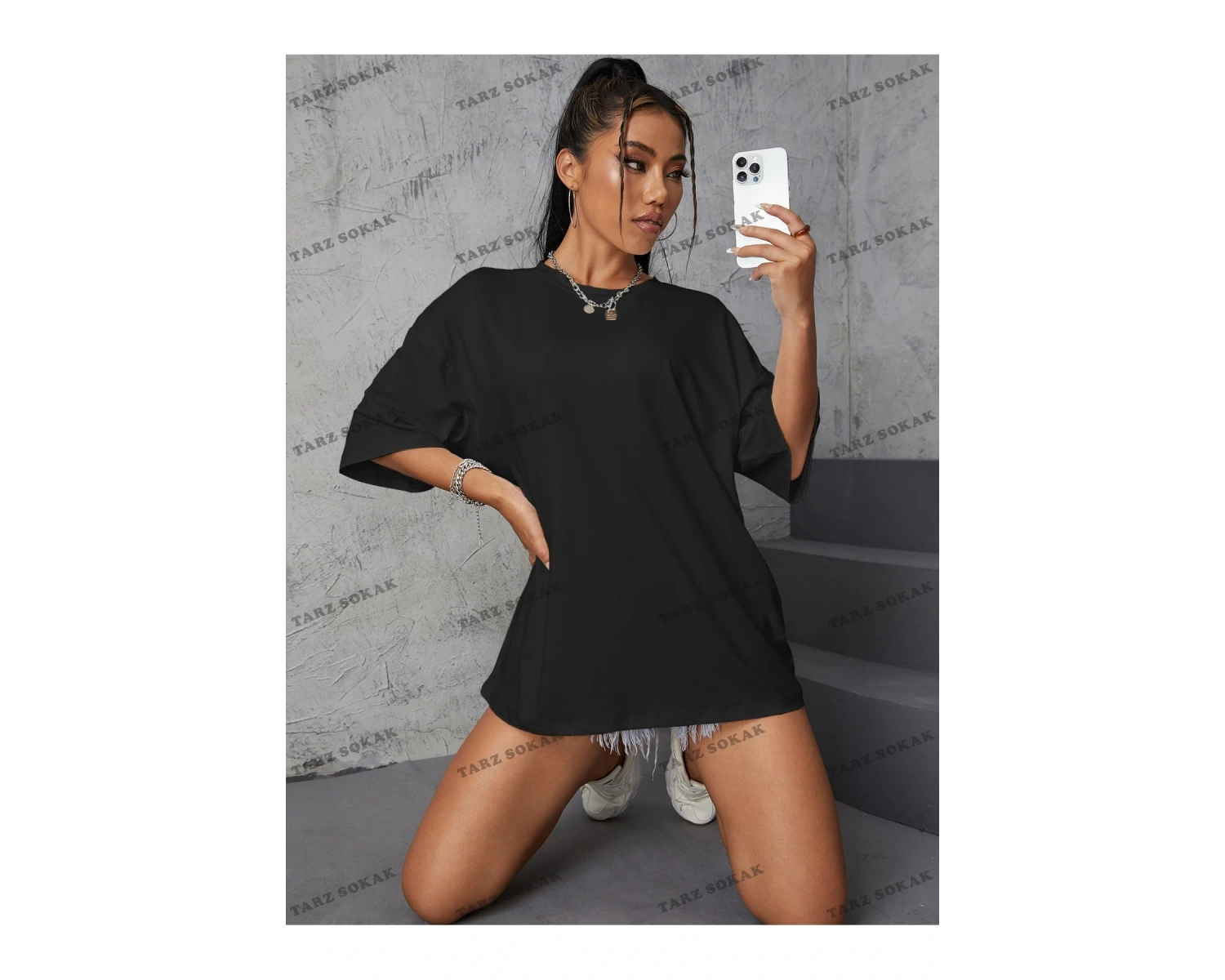 DÜZ  BASKISIZ Baskılı Oversize Kalıp Unisex T-shirt