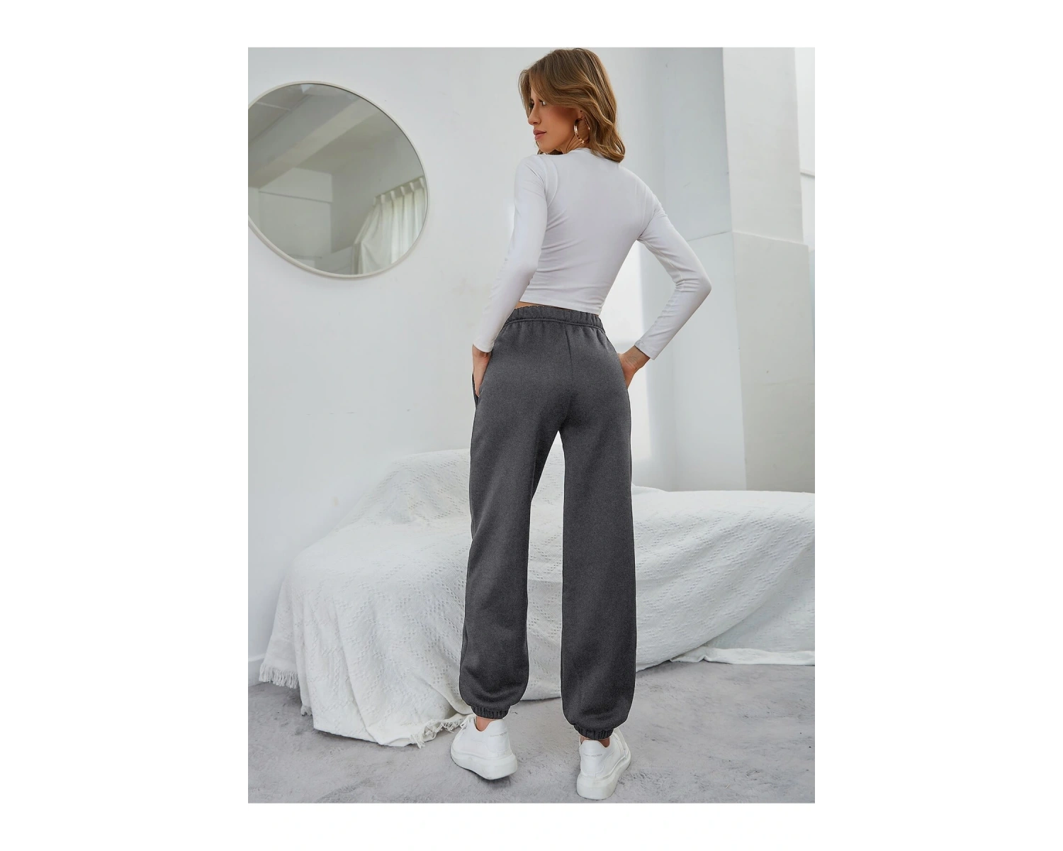 Düz Elastik Bel Eğimli Cepli Eşofman Altı