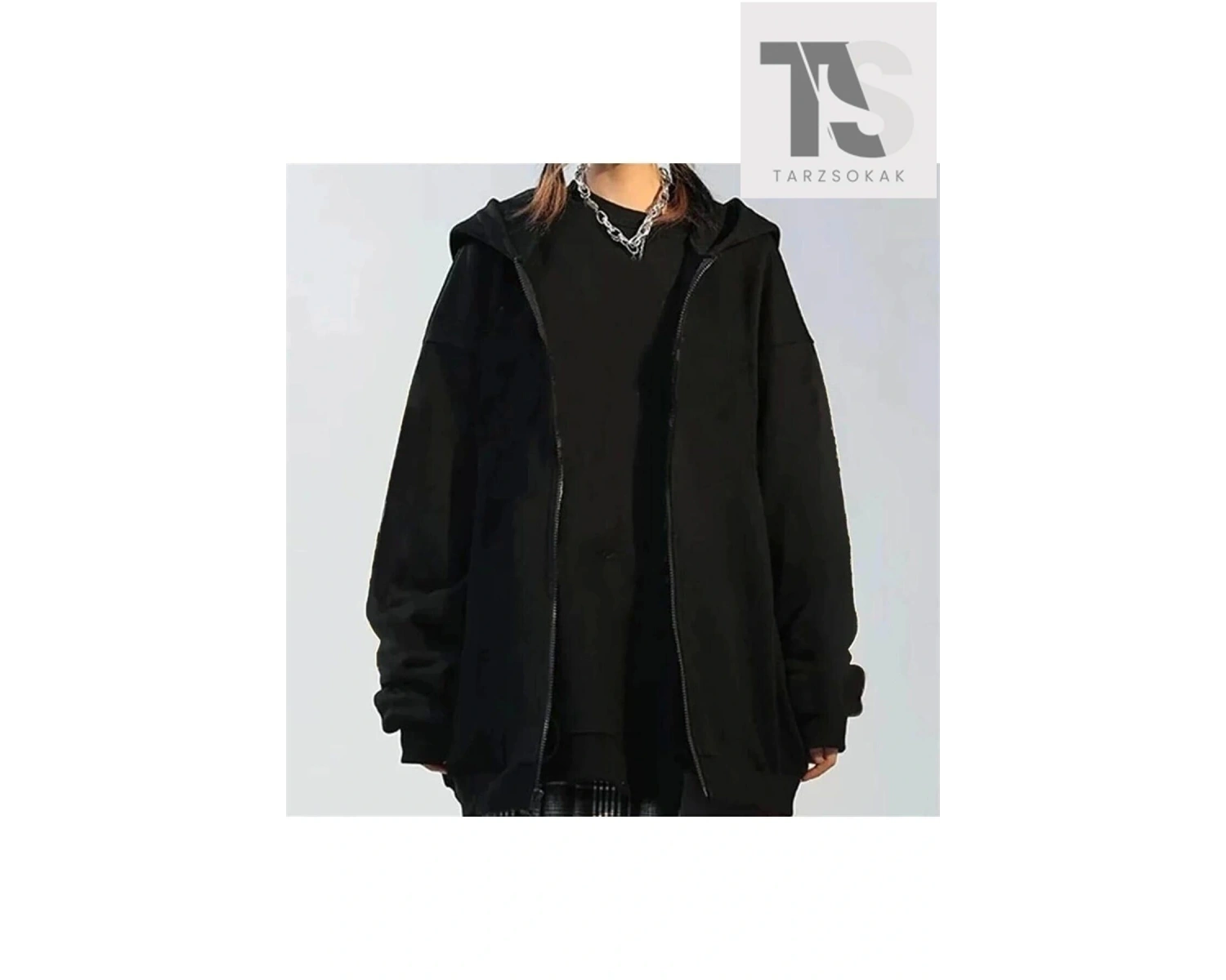 Düz Siyah Unisex Oversize