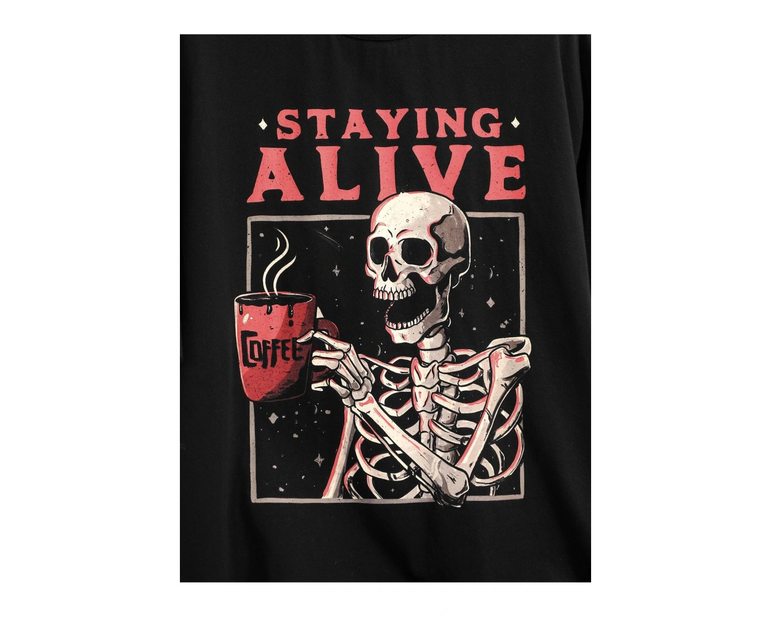 Eduely Sloganlı ve İskelet Grafikli Düşük Omuzlu Tişört