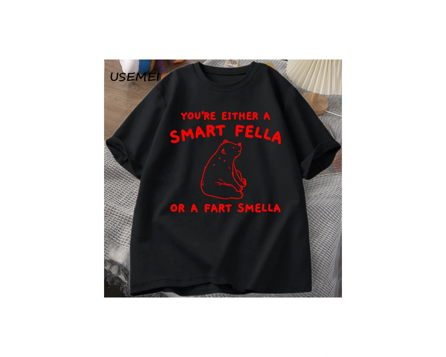 Eğer bir akıllı adam T Shirt kadın erkek Retro karikatür T-Shirt pamuk ayı garip T Shirt raha 2997