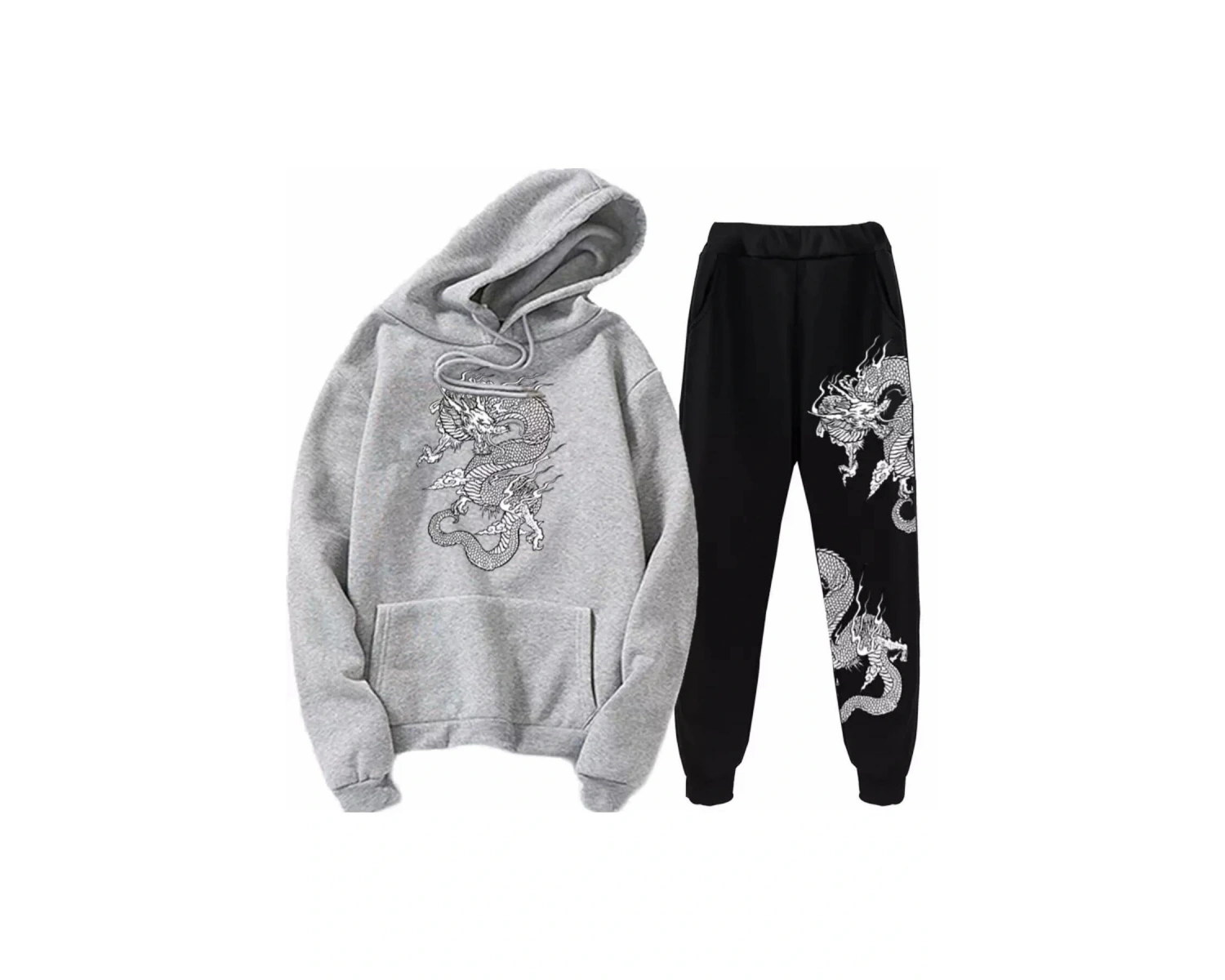 Ejderha Dijital Baskılı Kışlık Unisex Eşofman Takımı