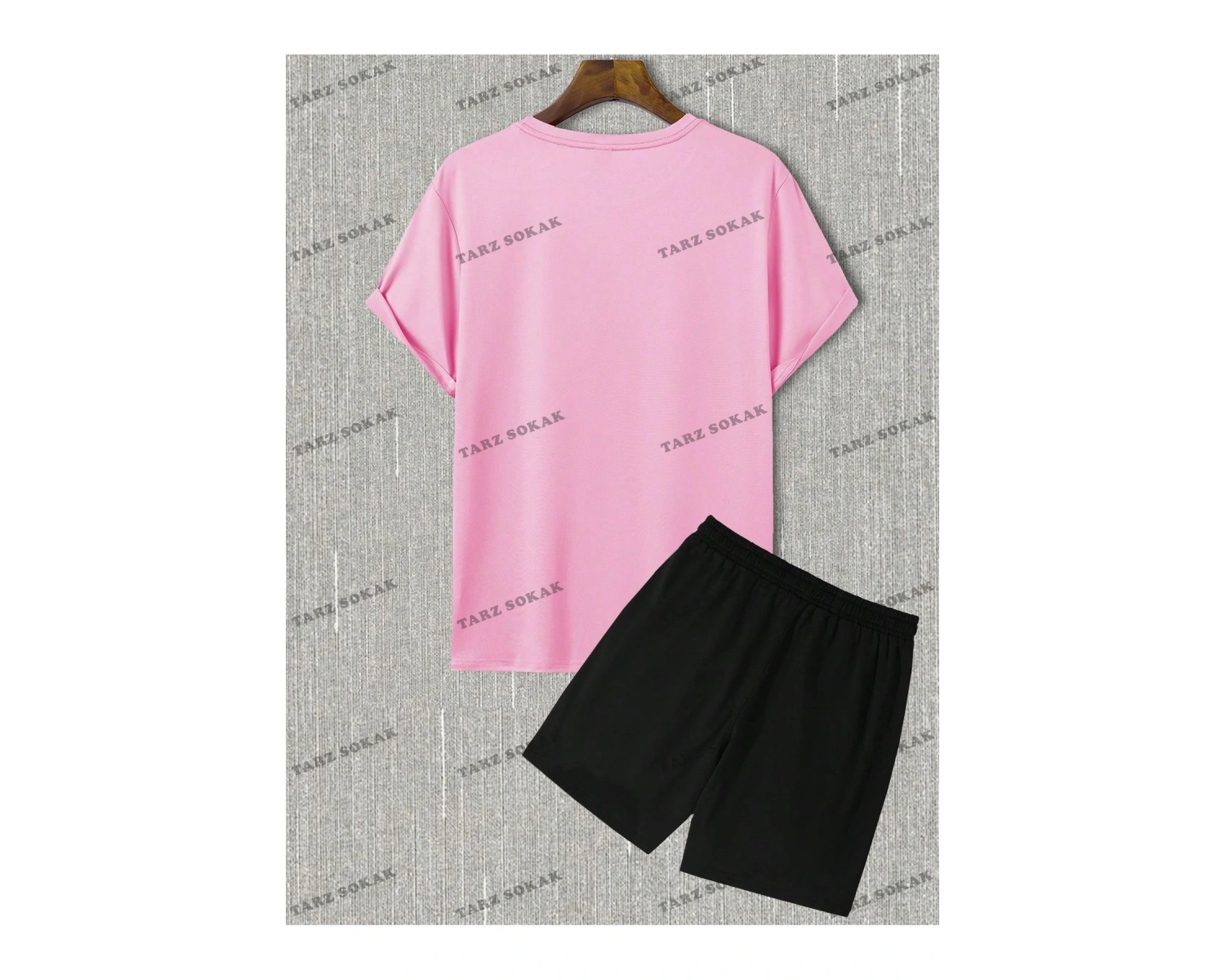 EMRG Erkek Harfli ve Çiçek Desenli Kısa Kollu Tişört ve Şort Takım