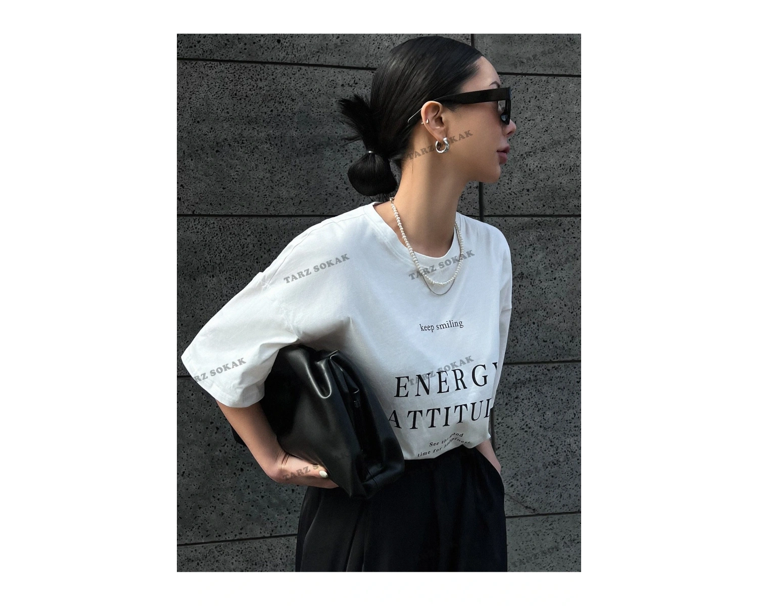 Energy Baskılı Oversize Kalıp Unisex T-shirt