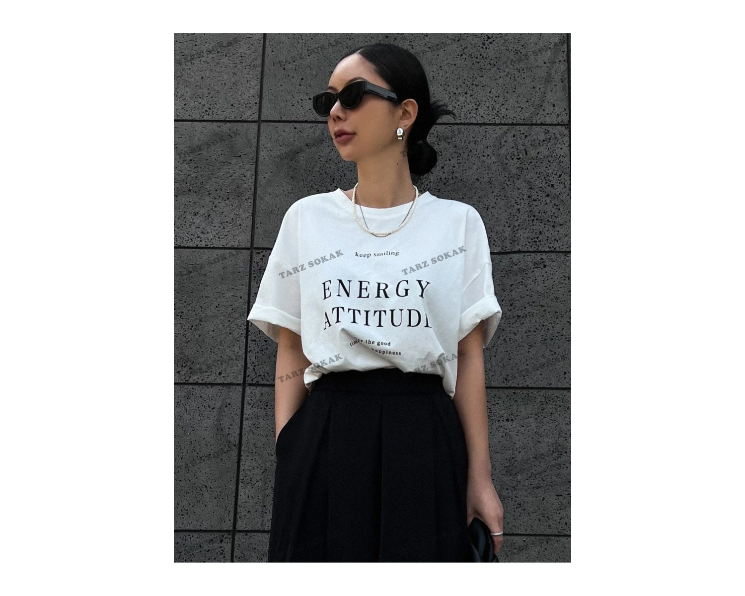 Energy Baskılı Oversize Kalıp Unisex T-shirt