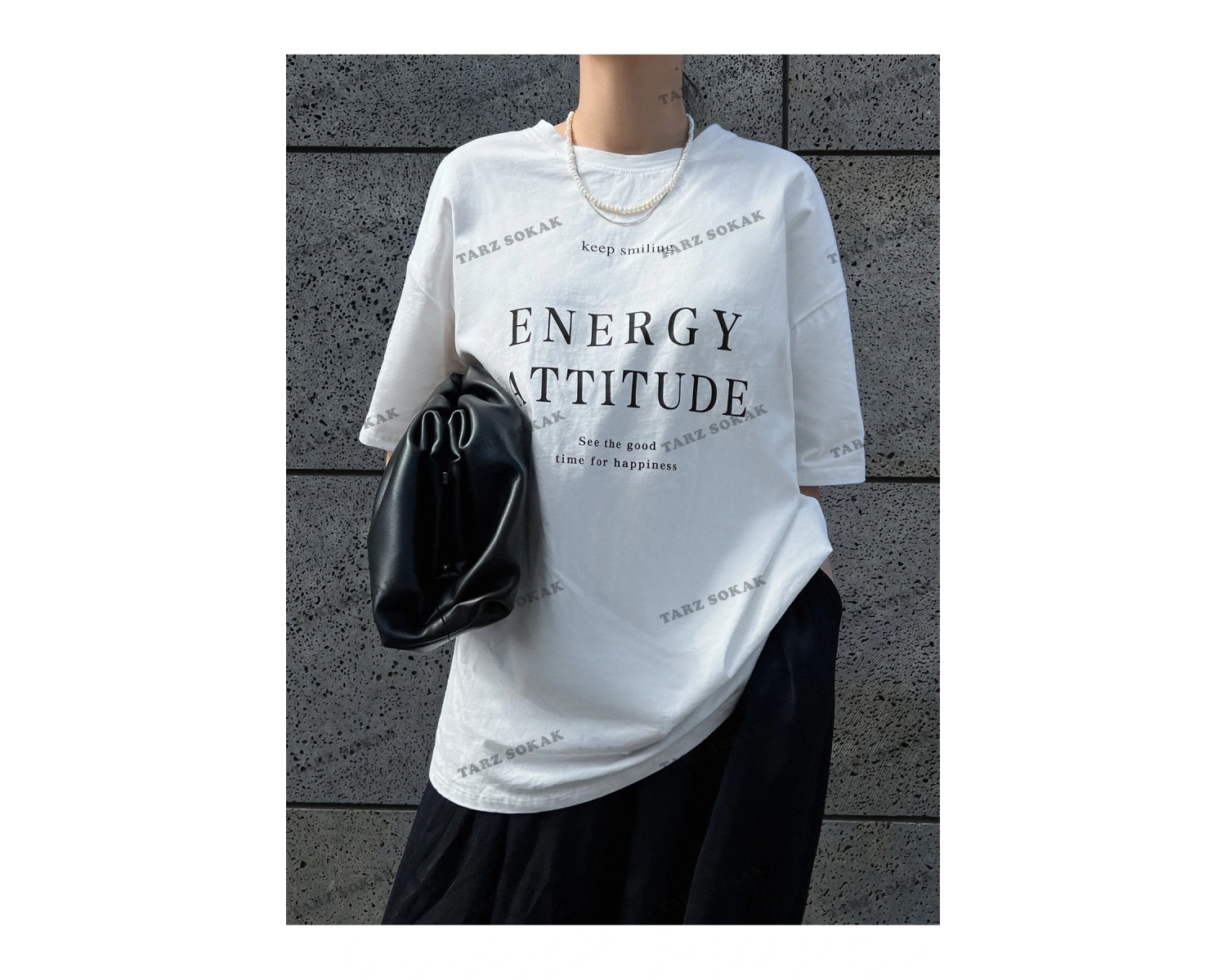 Energy Baskılı Oversize Kalıp Unisex T-shirt