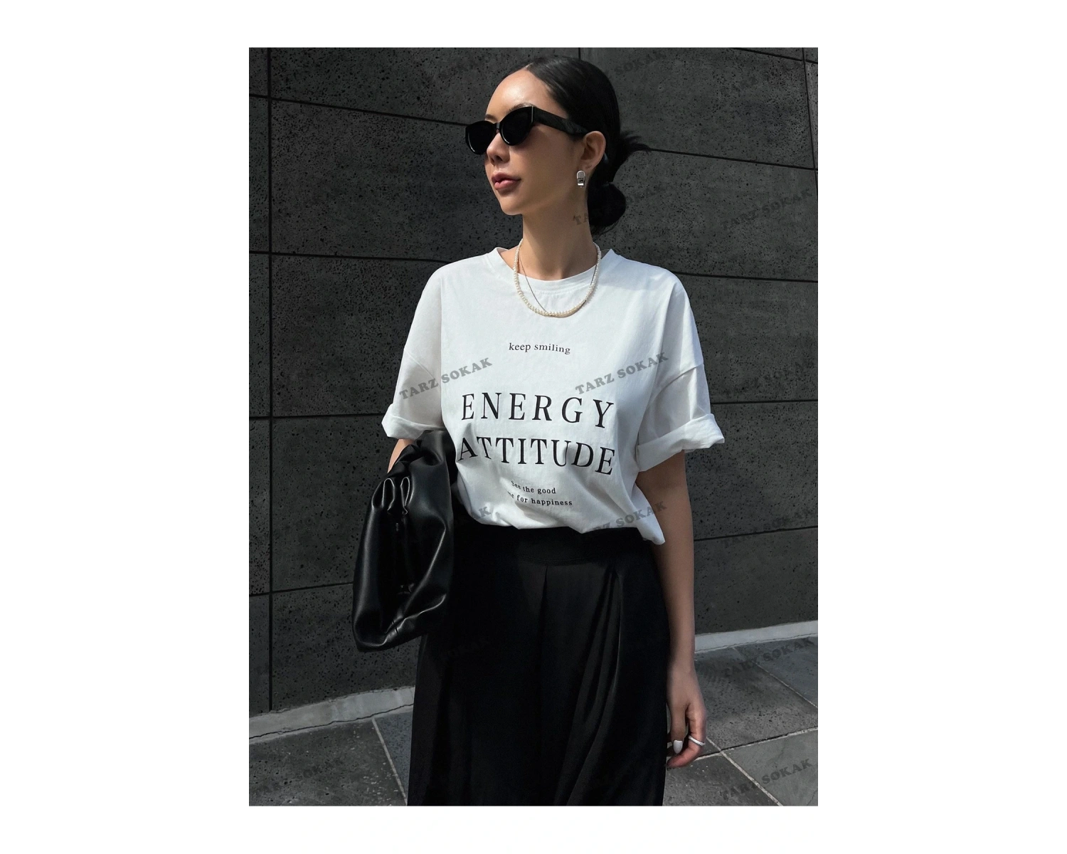 Energy Baskılı Oversize Kalıp Unisex T-shirt