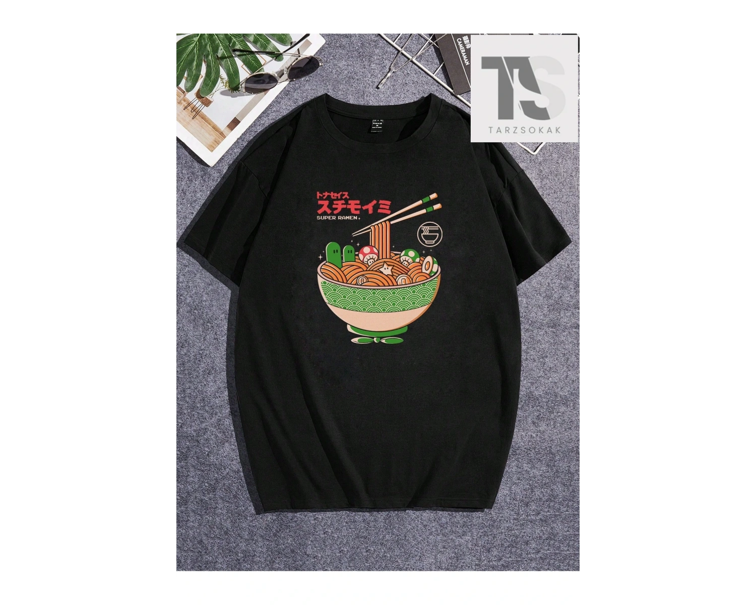 Eoli Studio Erkek Japon Harfli ve Karikatür Grafikli Tişört