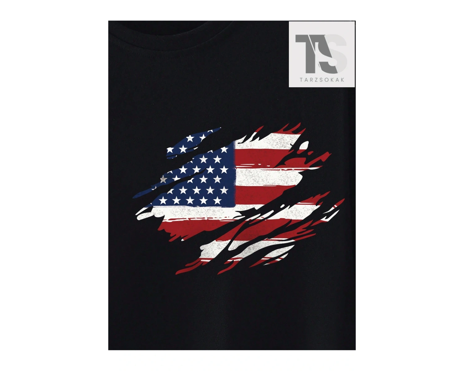 Erkek Amerikan Bayrağı Baskılı Tişört