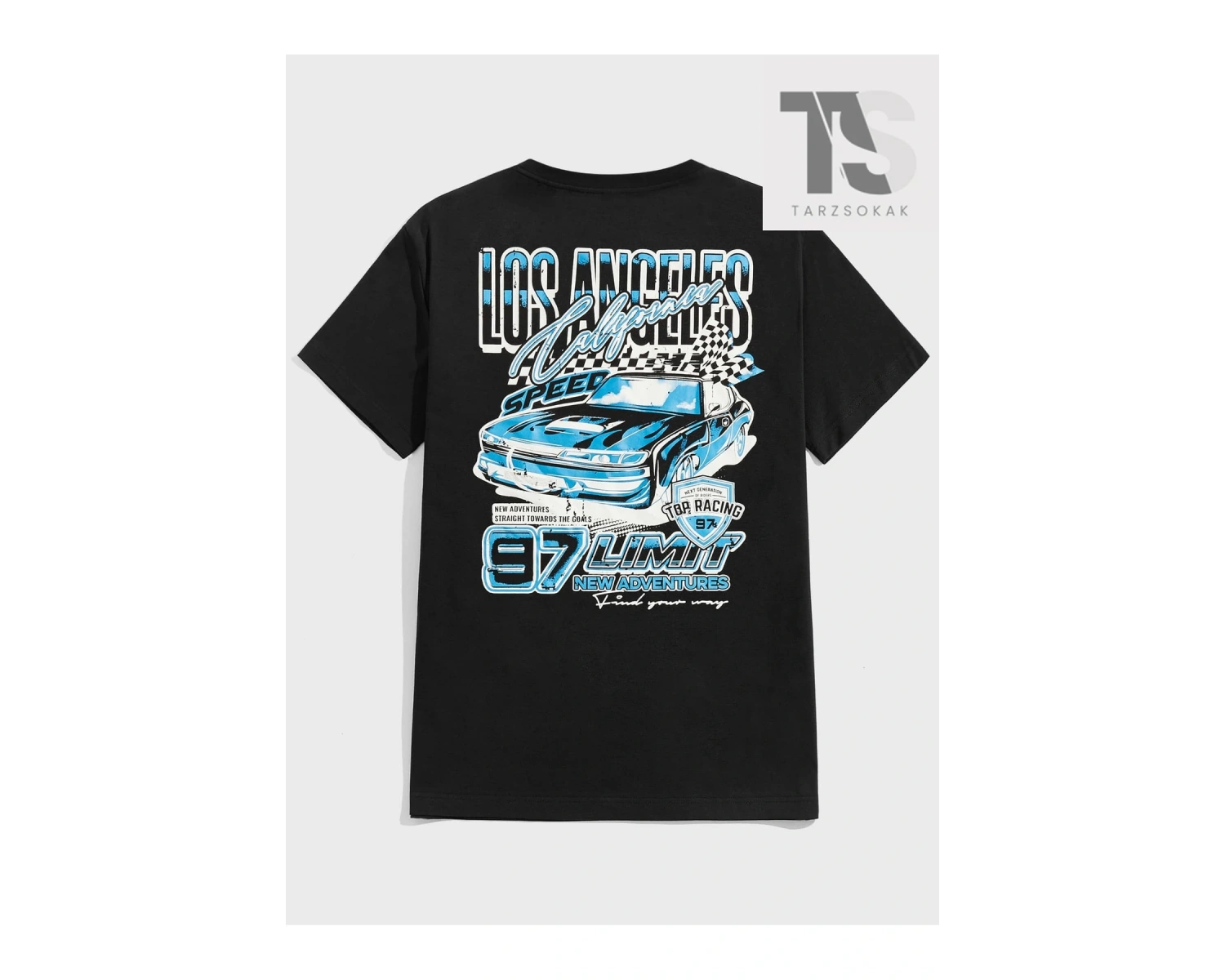 Erkek Araba ve Mektup Grafikli Tişört