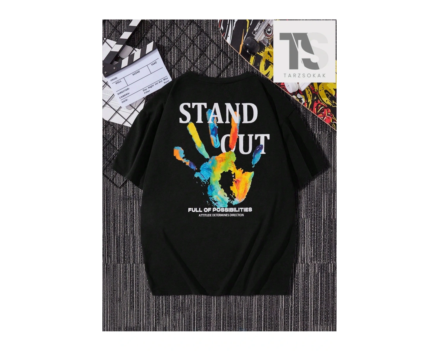 Erkek Astronot Desen Kısa Kollu T-shirt