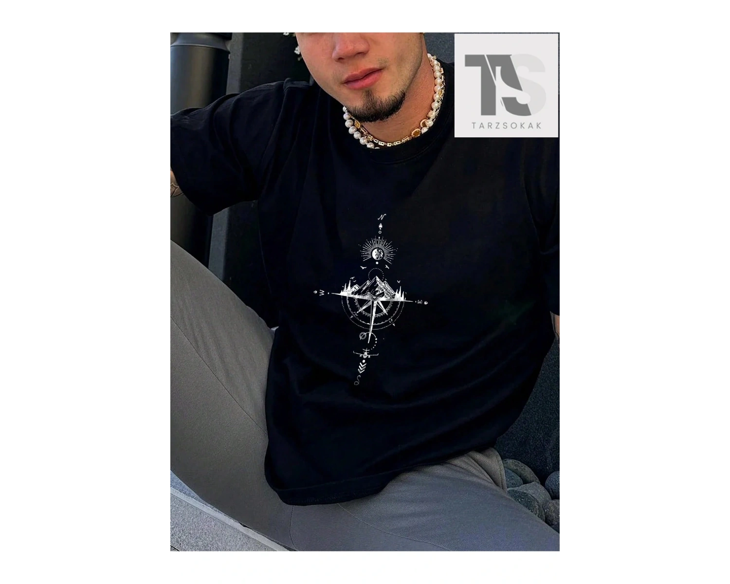 Erkek Bayrak Baskılı Tişört