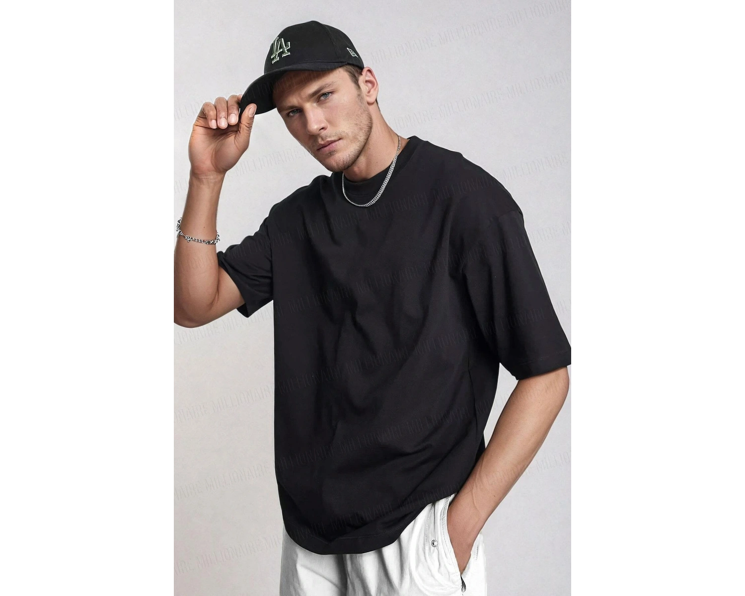 Erkek Beyaz Basic Düz Baskısız Oversize Salas Boyfriend