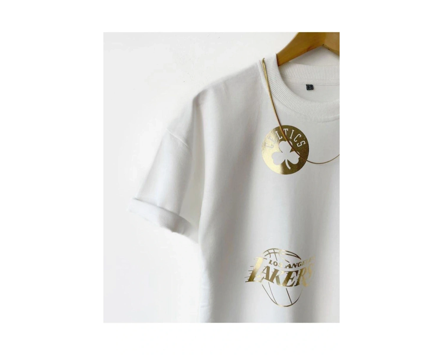 Erkek Beyaz Basketbol Tasarım Baskılı Oversize Bisiklet Yaka T-shirt