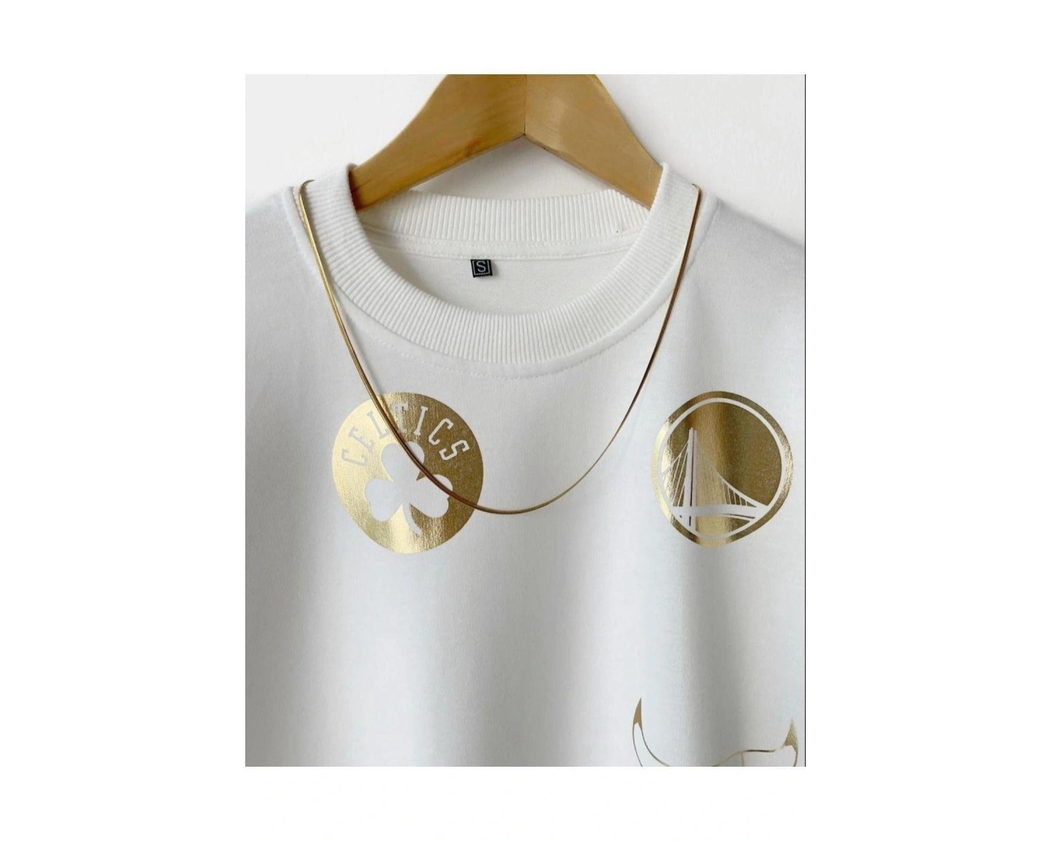 Erkek Beyaz Basketbol Tasarım Baskılı Oversize Bisiklet Yaka T-shirt