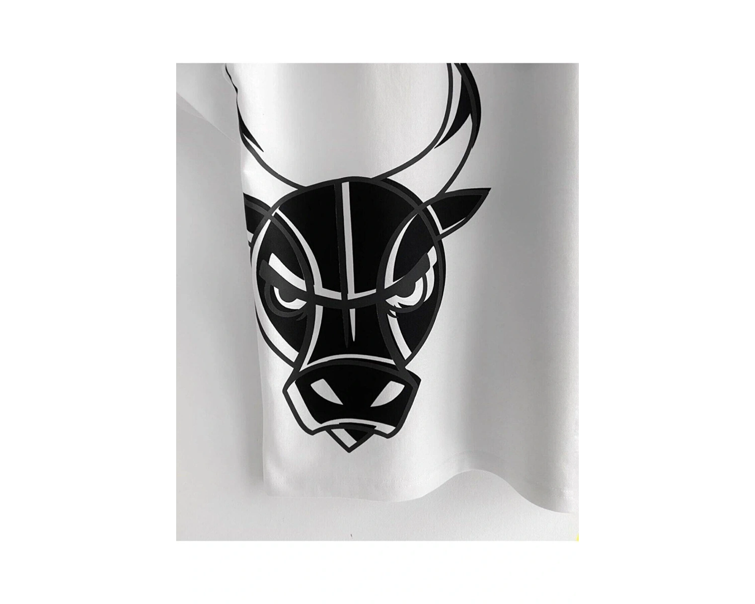 Erkek Beyaz Bulls Baskılı Oversize Bisiklet Yaka T-shirt