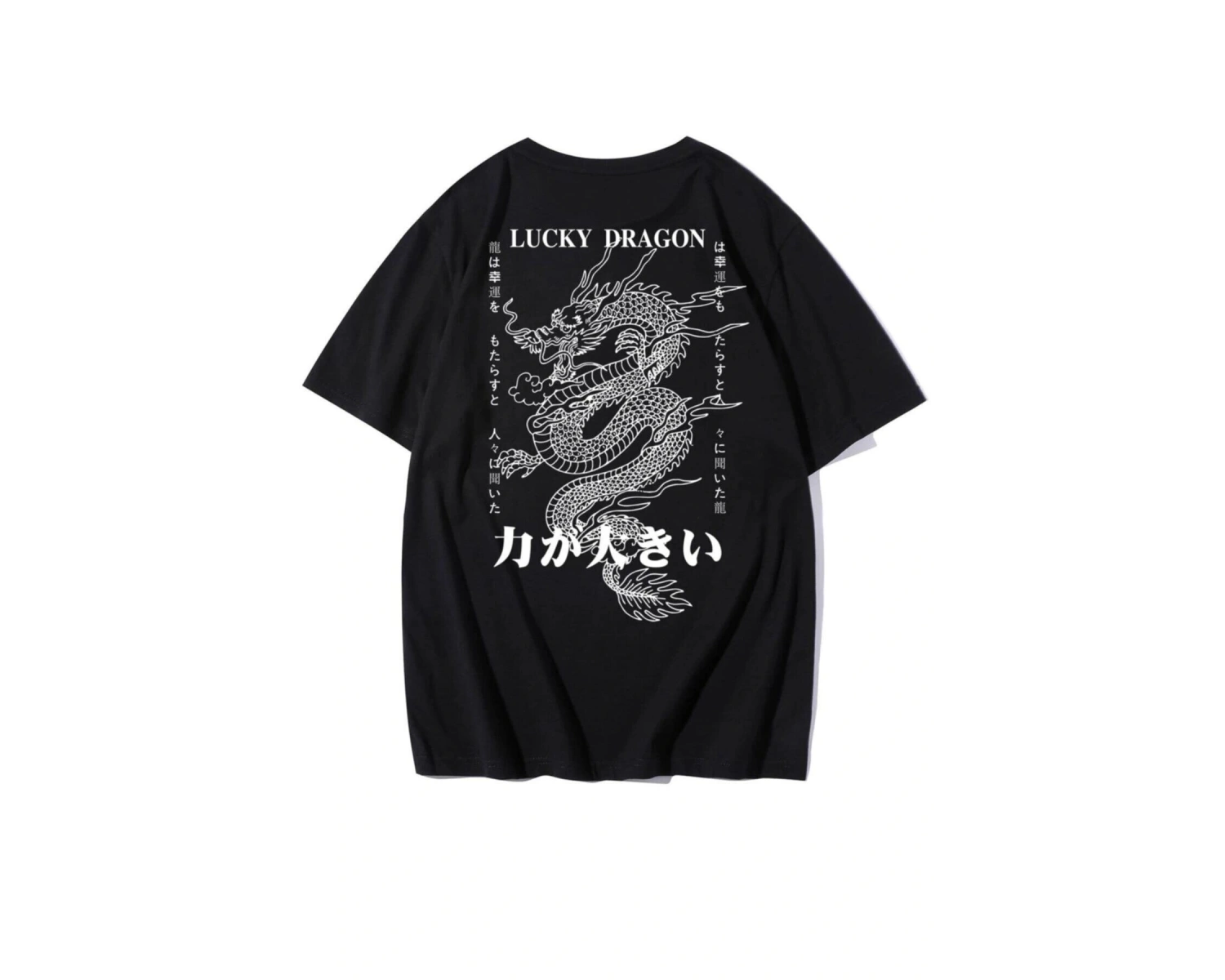 Erkek Beyaz Japon Balığı Sırt Baskılı Oversize Tişört