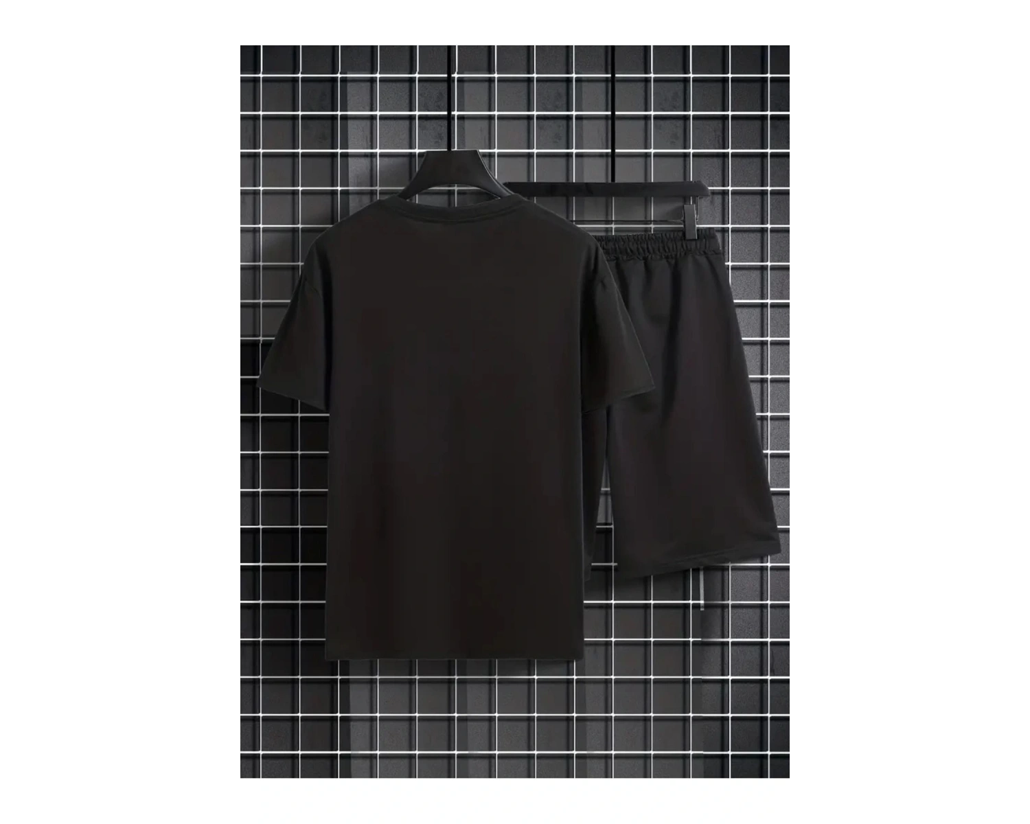 Erkek BeyazLos Angeles Baskılı Basic Oversize T-Shirt- Şort Takım strup0000000000015