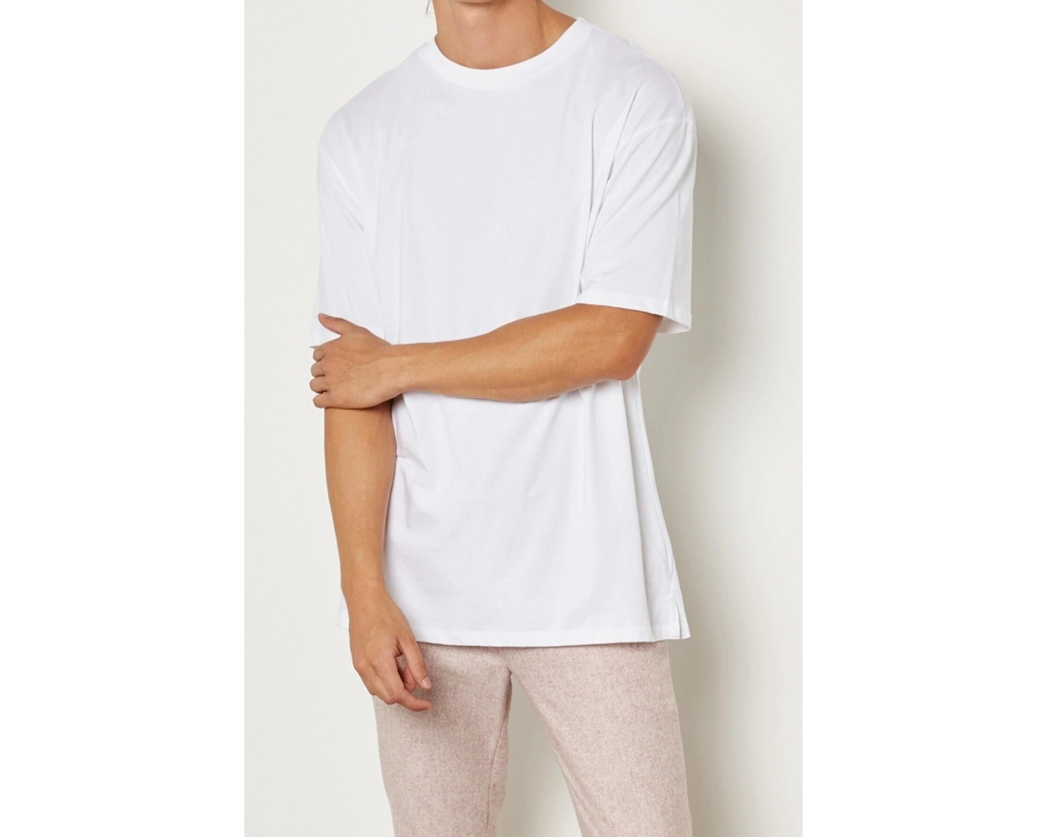 Erkek Beyaz Oversize Basic T-shirt