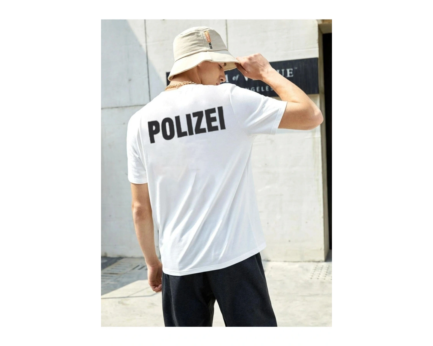 Erkek Beyaz Polizei Tshirt