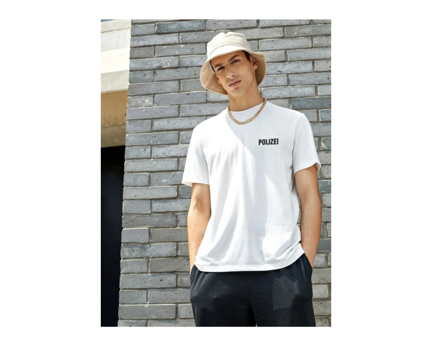 Erkek Beyaz Polizei Tshirt
