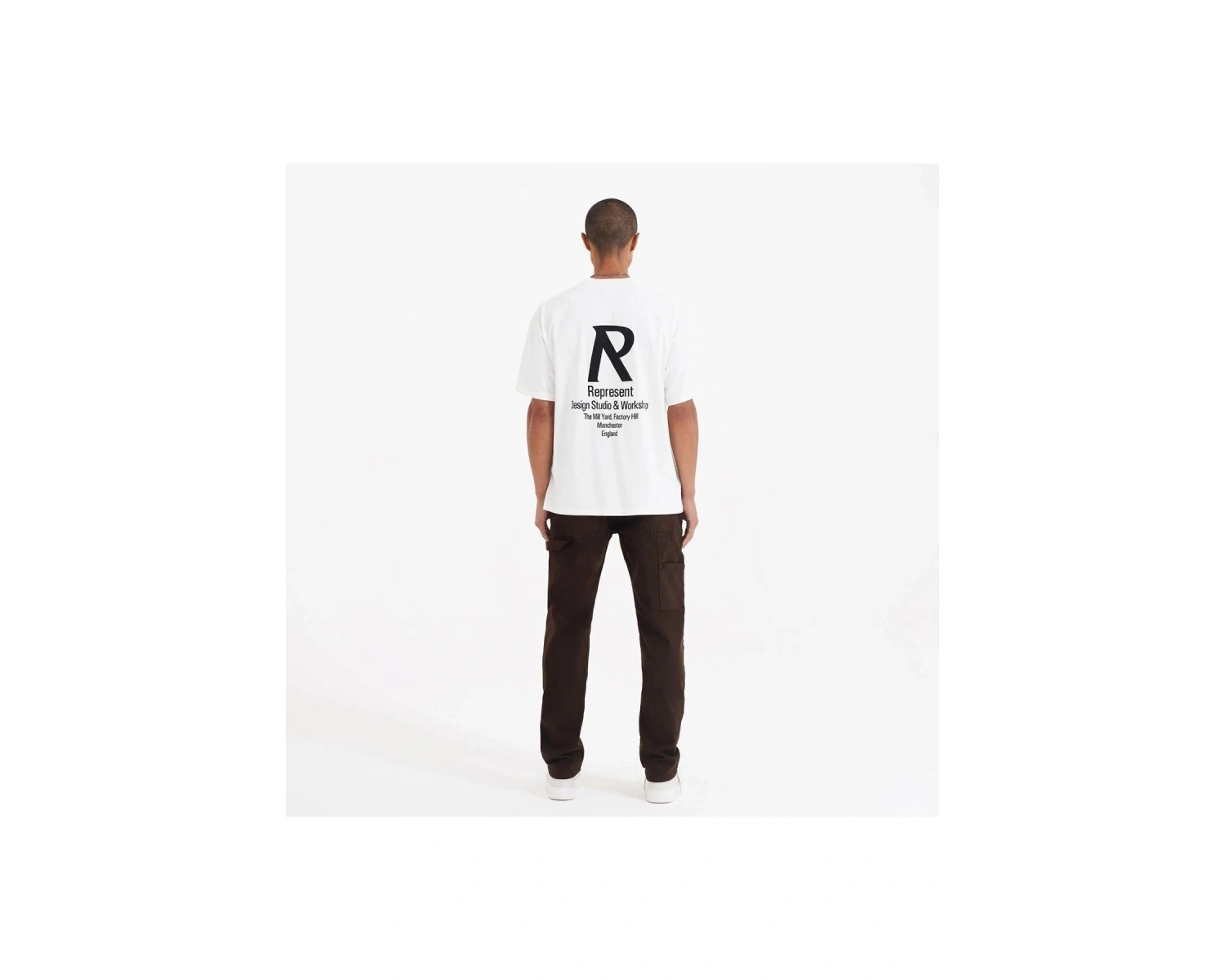 Erkek Beyaz Represent Baskılı Bisiklet Yaka Tshirt