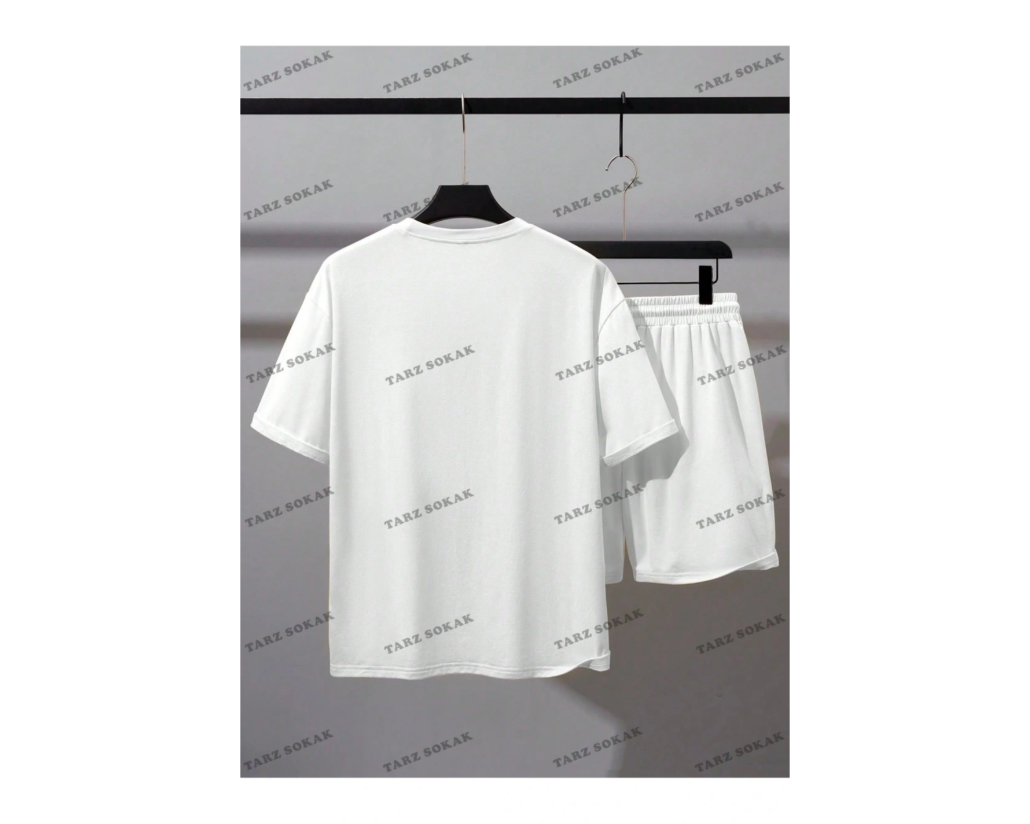 Erkek Bol Kesim Rahat Tişört Ve Şort Takım Harfli Baskılı