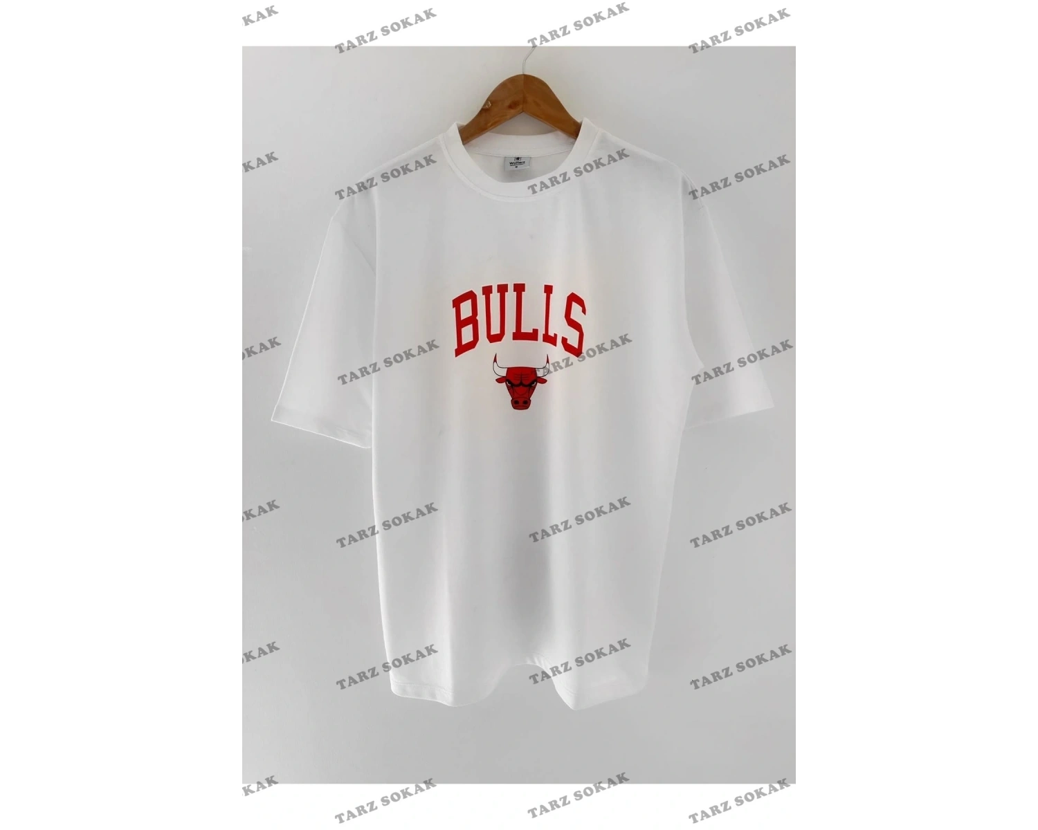 Erkek Bulls Oversize Baskılı Pamuklu Bisiklet Yaka Kısa Kollu