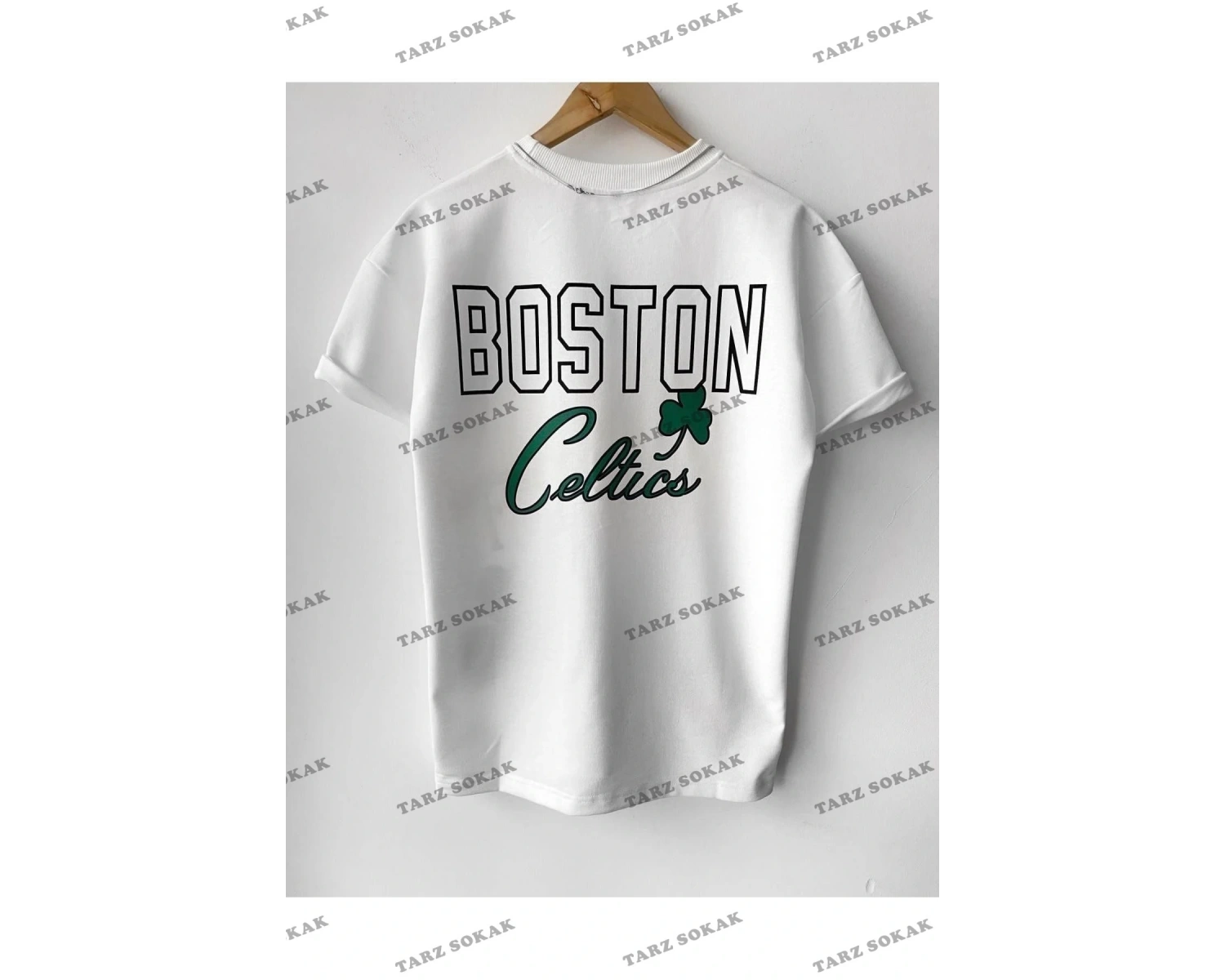 Erkek Celtic Baskılı Pamuklu Bisiklet Yaka Kısa Kollu Oversize