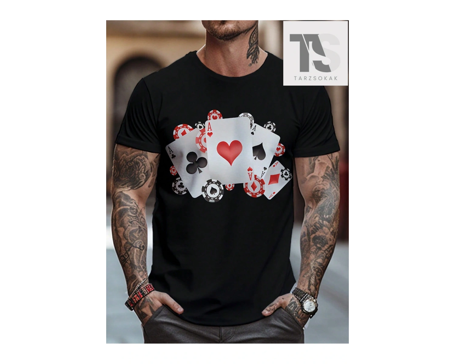 Erkek Dağ Ve Yazı Baskılı T-Shirt