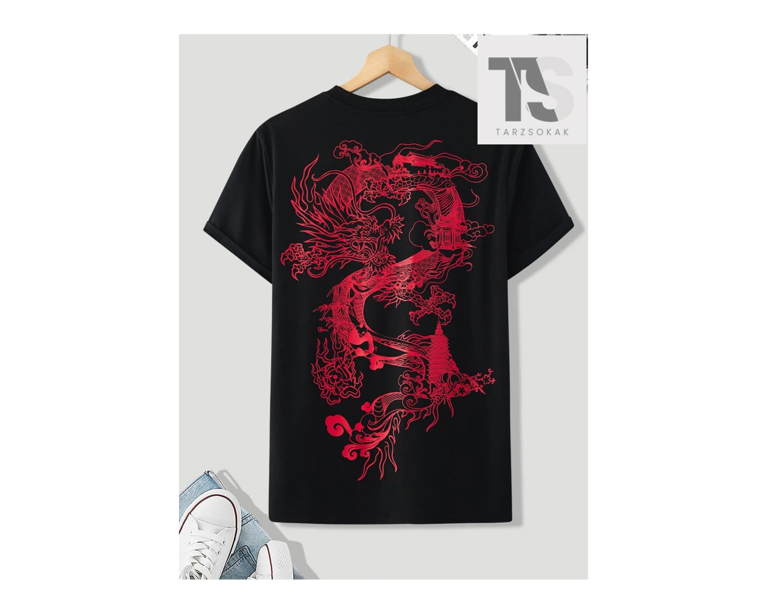 Erkek Ejderha Grafikli Tişört